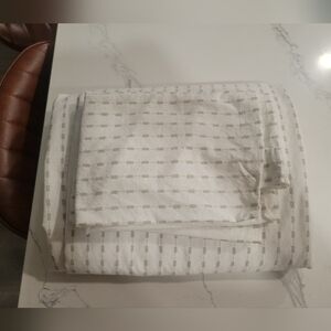 West Elm White And Gray Organic Cotton King Flat Sheet One Standard Pillow Case